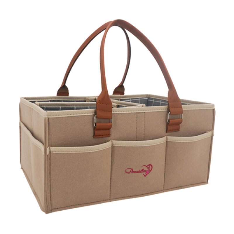 Light Brown Diaper Caddy Organizer Nursery use Foldable Lightweight Large Portable Baby Shower Gift Basket Travel Tote Car